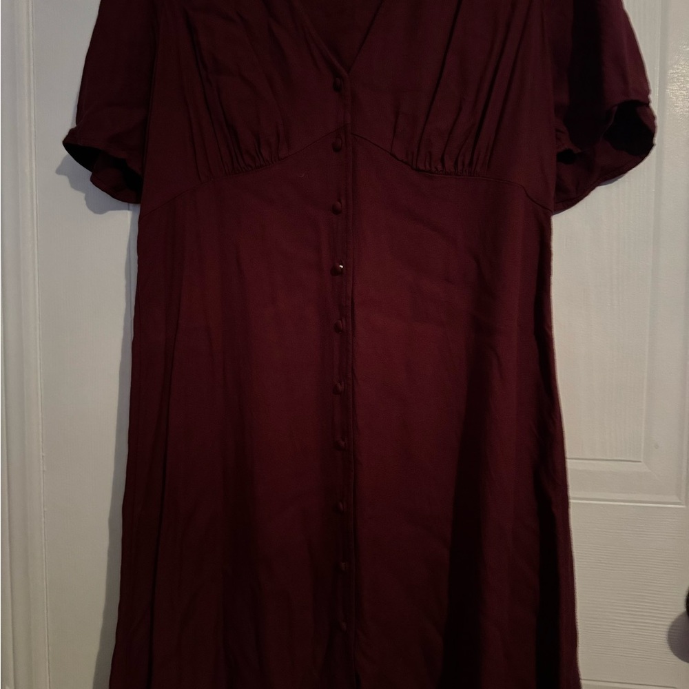 Burgundy Button-Up Dress